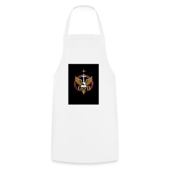 Emblème chrétien - Tablier de cuisine - blanc - Devant - AI Model Male 185 dark (185cm)