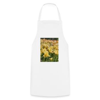 Tulpenmeer gelb - Kochschürze - Weiß - Vorne - AI Model Male 185 dark (185cm)