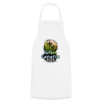 Gran Canaria 2025 Holiday Palm Trees - Cooking Apron - white - Front - AI Model Male 185 dark (185cm)