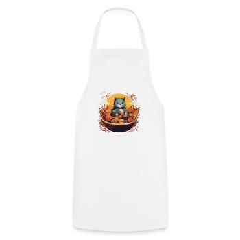 Bol de nourriture pour chat - Tablier de cuisine - blanc - Devant - AI Model Male 185 dark (185cm)