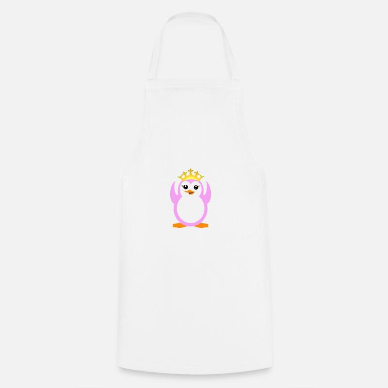 Pinguin mit Krone - Kochschürze - Weiß