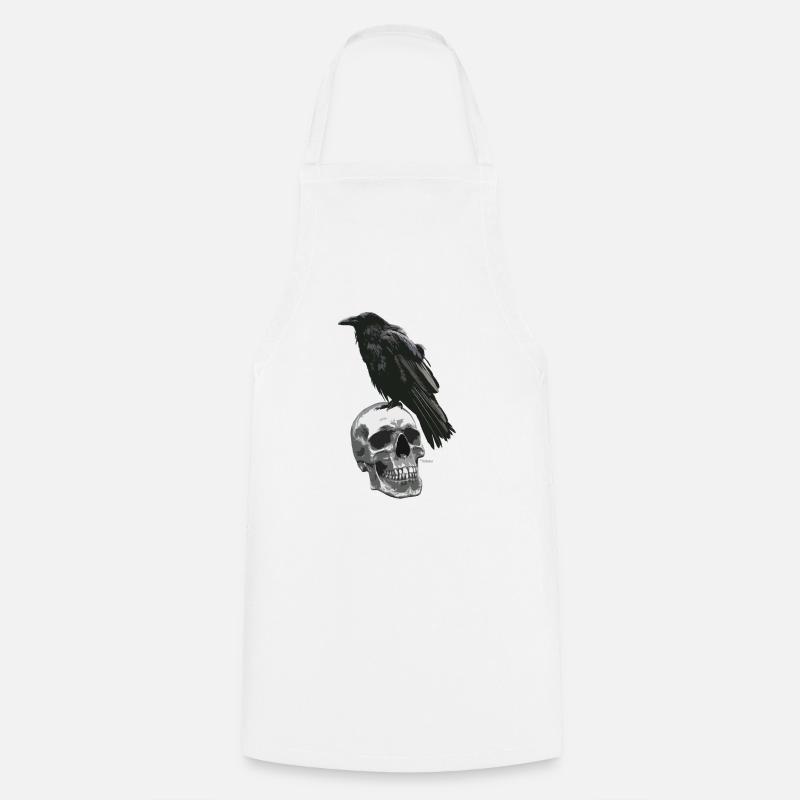 Crow Skull - Cooking Apron - white