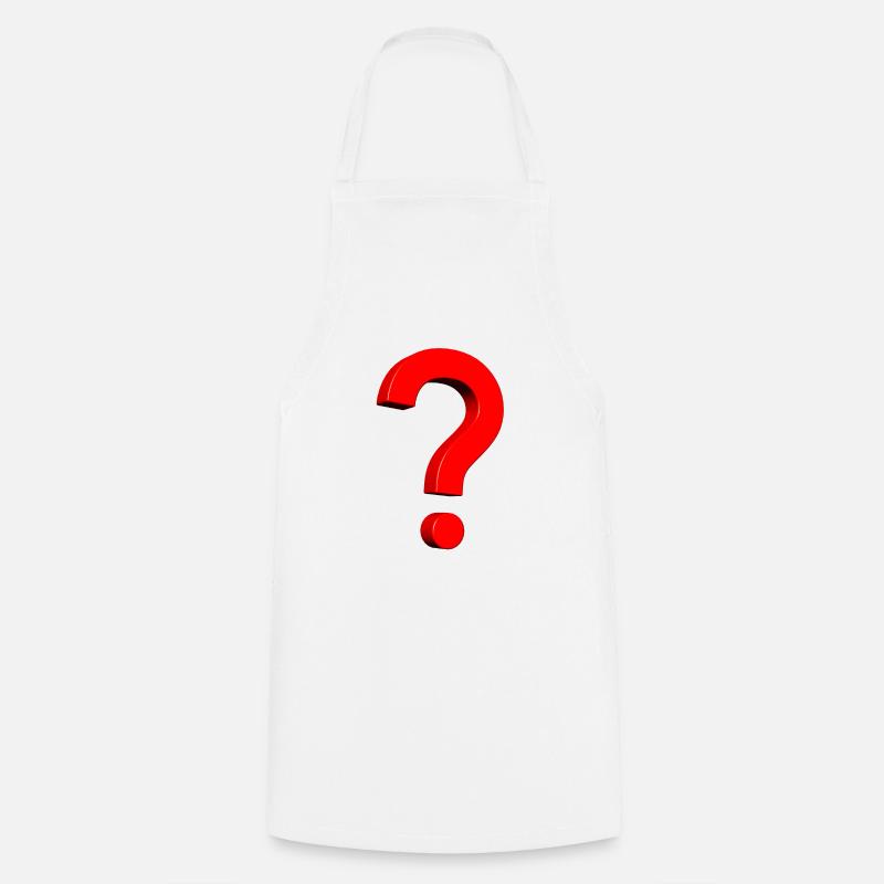 3D Point d’interrogation rouge - Tablier de cuisine - blanc