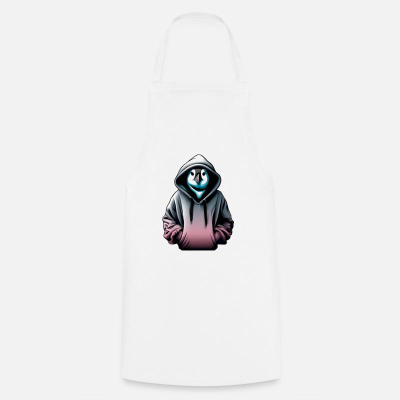 Pingouin hacker avec pull - Tablier de cuisine - blanc