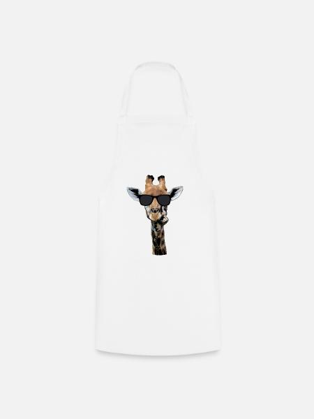 cool giraffe with sunglasses, funny gift - Cooking Apron - white