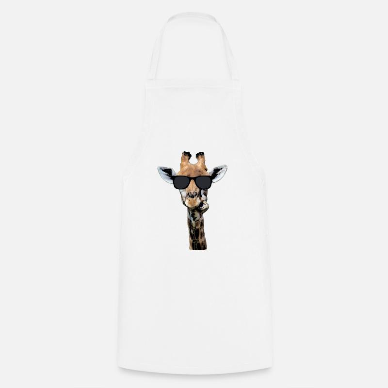 cool giraffe with sunglasses, funny gift - Cooking Apron - white