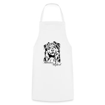 Australian Shepherd Aussie Portrait Dogs Wilsigns - Cooking Apron - white - Front - AI Model Male 185 dark (185cm)