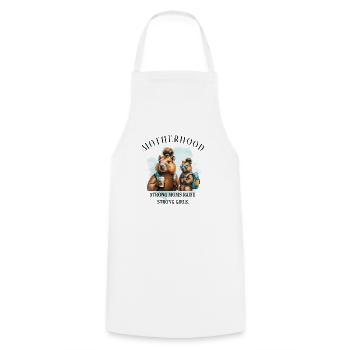 Strong Moms Raise Strong Girls - Cooking Apron - white - Front - AI Model Male 185 dark (185cm)