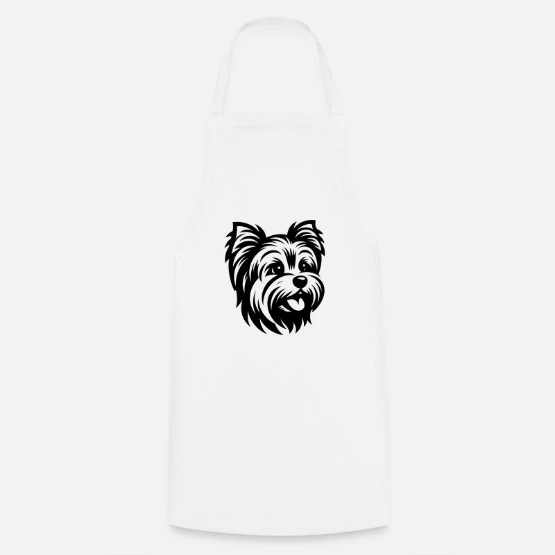 Yorkshire Terrier Drawing Head - Cooking Apron - white