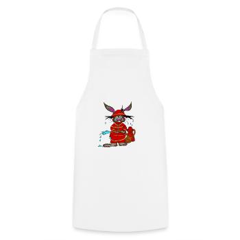 Paul the Rabbit as a firefighter - Cooking Apron - white - Front - AI Model Male 185 dark (185cm)