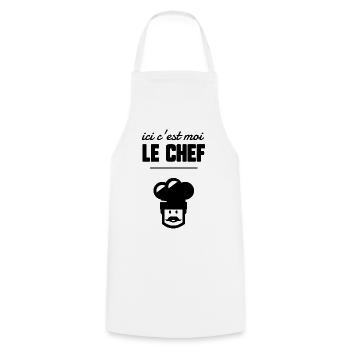 Ici c’est moi le chef - Tablier de cuisine - blanc - Devant - AI Model Male 185 dark (185cm)