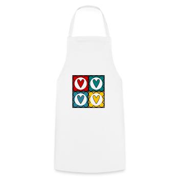SAINT VALENTIN. JE T'AIME. I LOVE YOU. AMOUR. LOVE - Tablier de cuisine - blanc - Devant - AI Model Male 185 dark (185cm)