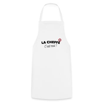 Tablier personnalisé 🍴 La cheffe c'est MOI ! - Tablier de cuisine - blanc - Devant - AI Model Male 185 dark (185cm)