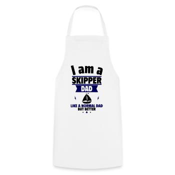 Papa Skipper, Originelles Vatertagsgeschenk - Kochschürze - Weiß - Vorne - AI Model Male 185 dark (185cm)