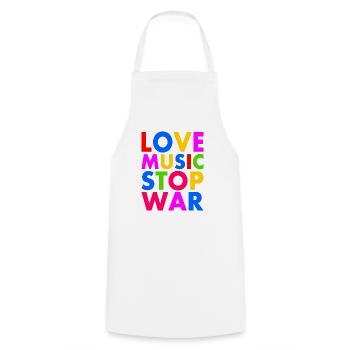 Love music stop war - Cooking Apron - white - Front - AI Model Male 185 dark (185cm)