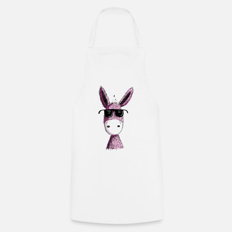 Cool pink donkey with sunglasses I Muli I Fun - Cooking Apron - white
