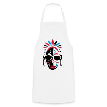 afrikanische Maske mit Sonnenbrille als Stencil - Kochschürze - Weiß - Vorne - AI Model Male 185 dark (185cm)