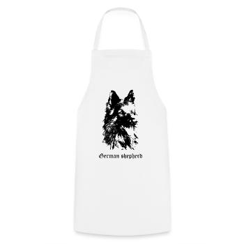 chien de race berger allemand - Tablier de cuisine - blanc - Devant - AI Model Male 185 dark (185cm)