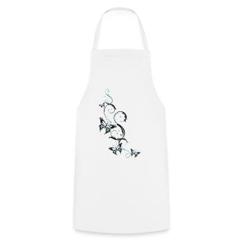 Vrille florale avec de nombreux papillons. - Tablier de cuisine - blanc - Devant - AI Model Male 185 dark (185cm)
