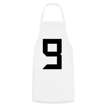 9. 9 ANS. 9e ANNIVERSAIRE. ANNIVERSAIRE 9 ANS - Tablier de cuisine - blanc - Devant - AI Model Male 185 dark (185cm)