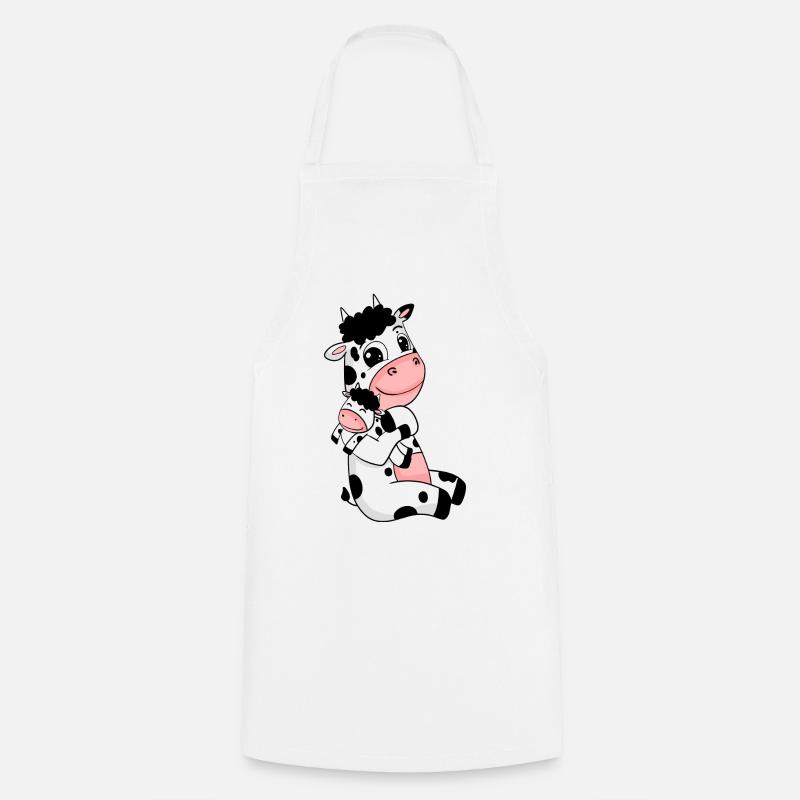 Famille de vaches - Vache avec bébé - Tablier de cuisine - blanc