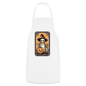 Tarot Hexen Skelett Karte mit Kürbis - Kochschürze - Weiß - Vorne - AI Model Male 185 dark (185cm)