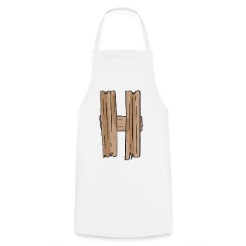 Letter H Wood Wooden Letter - Cooking Apron - white - Front - AI Model Male 185 dark (185cm)