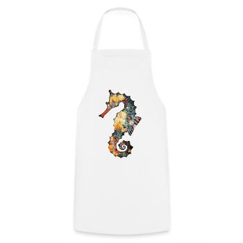 Sea horse - Cooking Apron - white - Front - AI Model Male 185 dark (185cm)