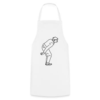 Petanque Spieler Rechtshänder - Kochschürze - Weiß - Vorne - AI Model Male 185 dark (185cm)