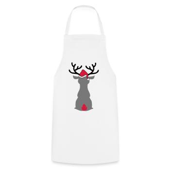 Orignal avec chapeau de Noël - Tablier de cuisine - blanc - Devant - AI Model Male 185 dark (185cm)