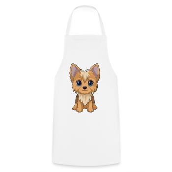 Adorable Yorkshire puppy with big eyes - Cooking Apron - white - Front - AI Model Male 185 dark (185cm)