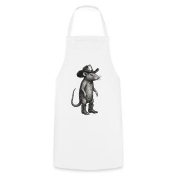 Drôle de souris Cowboy Western Life Rodeo Cult - Tablier de cuisine - blanc - Devant - AI Model Male 185 dark (185cm)