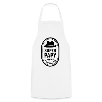 Super Papy depuis toujours - Tablier de cuisine - blanc - Devant - AI Model Male 185 dark (185cm)