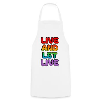 Typographie rétro arc-en-ciel « Vivre et laisser vivre » - Tablier de cuisine - blanc - Devant - AI Model Male 185 dark (185cm)