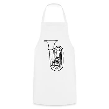 Tuba Bass Skizze Geschenk für Tubisten - Kochschürze - Weiß - Vorne - AI Model Male 185 dark (185cm)