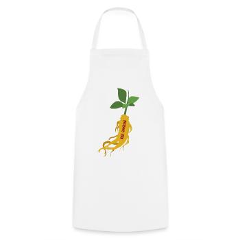 Ginseng rouge coréen – Power Root - Tablier de cuisine - blanc - Devant - AI Model Male 185 dark (185cm)