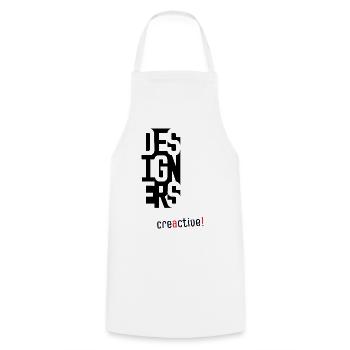 Creactive Designer – Conception typographique créative - Tablier de cuisine - blanc - Devant - AI Model Male 185 dark (185cm)