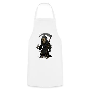 The Grim Reaper with Scythe - Cooking Apron - white - Front - AI Model Male 185 dark (185cm)
