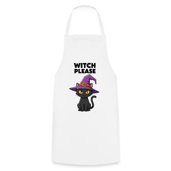 Mitternachtskätzchen-Hexe - Kochschürze - Weiß - Vorne - AI Model Male 185 dark (185cm)