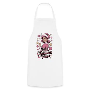 Pink Christmas Vibes Mrs Claus Shirt - Cooking Apron - white - Front - AI Model Male 185 dark (185cm)