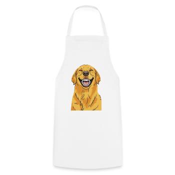 Laughing Golden Retriever - Cooking Apron - white - Front - AI Model Male 185 dark (185cm)