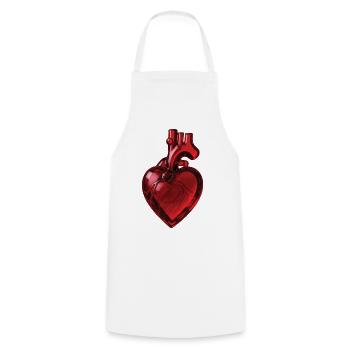 RUBY GLASS HEART - peace & love - Cooking Apron - white - Front - AI Model Male 185 dark (185cm)