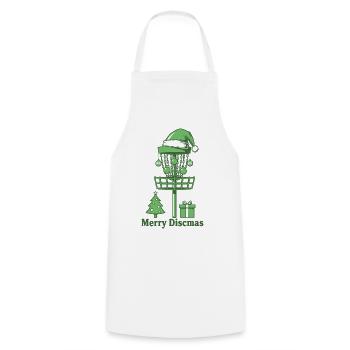 Joyeux sapin de Noël pour le panier de disc golf de Discsmas - Tablier de cuisine - blanc - Devant - AI Model Male 185 dark (185cm)