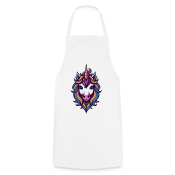 Rainbow Unicorn Head - Cooking Apron - white - Front - AI Model Male 185 dark (185cm)
