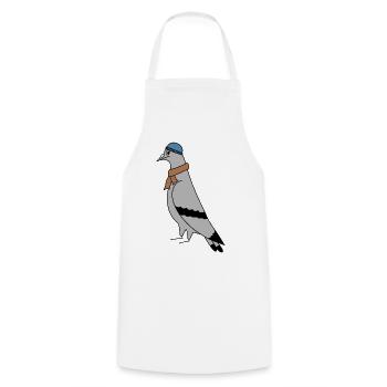 Pigeon Beanie Scarf – Urban Minimal Illustration - Cooking Apron - white - Front - AI Model Male 185 dark (185cm)