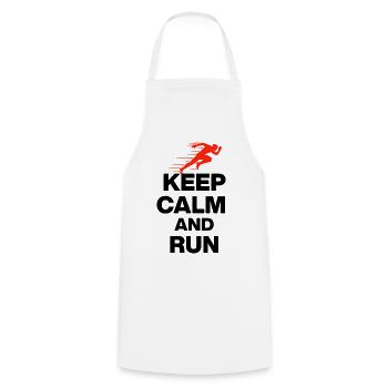 KEEP CALM AND RUN! LÄUFER MARATHON GESCHENK JOGGEN - Kochschürze - Weiß - Vorne - AI Model Male 185 dark (185cm)