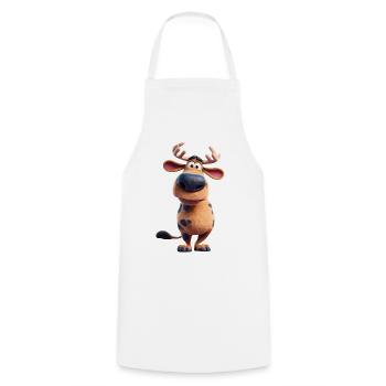 Drolliger Elch: Süßes 3D-Cartoon Tier Design - Kochschürze - Weiß - Vorne - AI Model Male 185 dark (185cm)