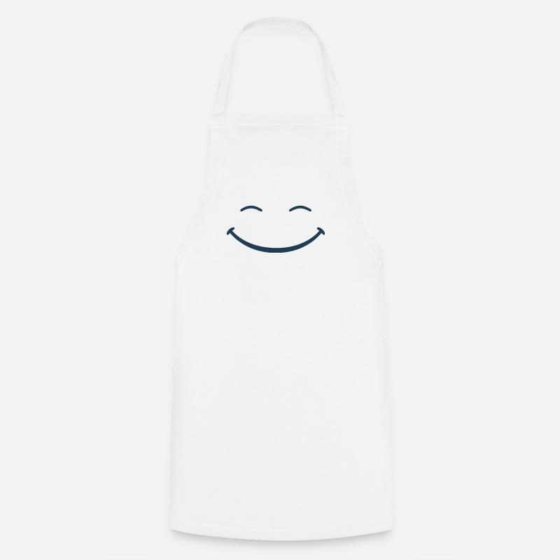 Blue Minimal Smile Icon - Cooking Apron - white