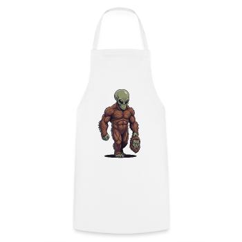 Bigfoot Alien Sasquatch UFO Science Fiction - Cooking Apron - white - Front - AI Model Male 185 dark (185cm)