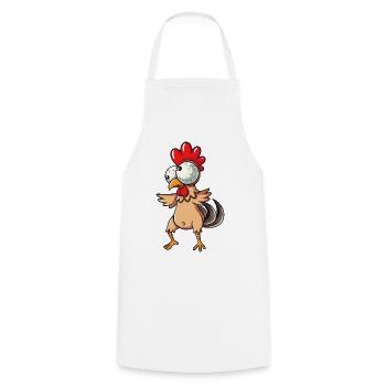 Cute cartoon chicken clumsy hen with big - Cooking Apron - white - Front - AI Model Male 185 dark (185cm)